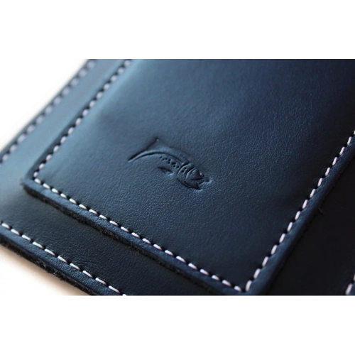 Skórzane etui uniwersalne LURESKO ASTER XXXL z oczkiem na smycz wsuwka na telefon 6.5' - 6.9' (granatowy biała nić)