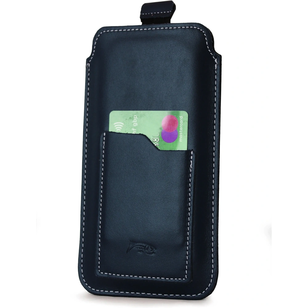 Hurtownia GSM - LURESKO ASTER XXXL universelle Lederhülle mit Schlaufe für einen Gurt, für Telefone von 6,5' - 6,9' (marineblau mit weißem Faden) - LUR24 - {ean13} - Hurt