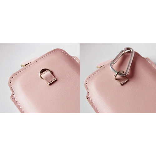 Skórzane etui uniwersalne LURESKO ASTER XXXL z oczkiem na smycz wsuwka na telefon 6.5' - 6.9' (różowy gładki biała nić)