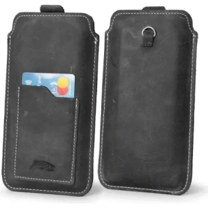 Wholesale LURESKO ASTER XXXL universal leather case with a loop for a strap, slip-in for phone 6.5' - 6.9' (gray vintage with white thread) - LUR27 - {ean13} - Hurt