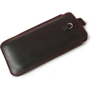 Wholesale LURESKO ASTER XXXL universal leather case with a loop for a strap, designed for phones 6.5' - 6.9' (smooth black with red stitching) - LUR26 - {ean13} - Hurt