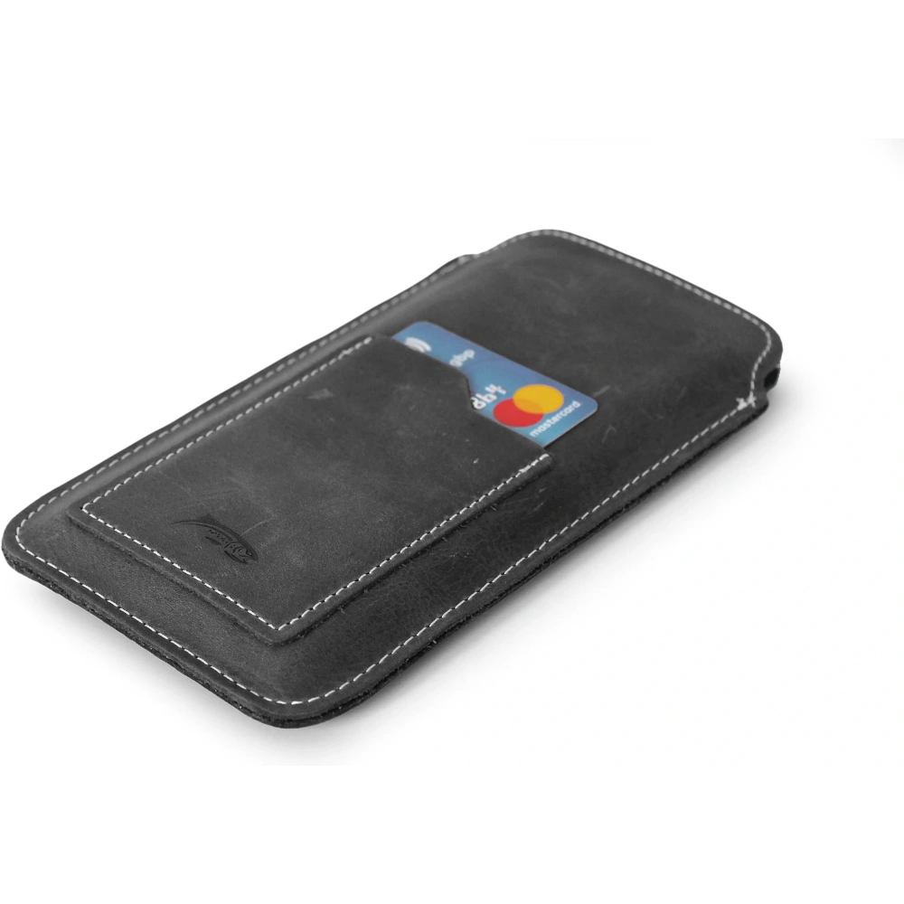 Wholesale LURESKO ASTER XXXL universal leather case with a loop for a strap, slip-in for phone 6.5' - 6.9' (gray vintage with white thread) - LUR27 - {ean13} - Hurt