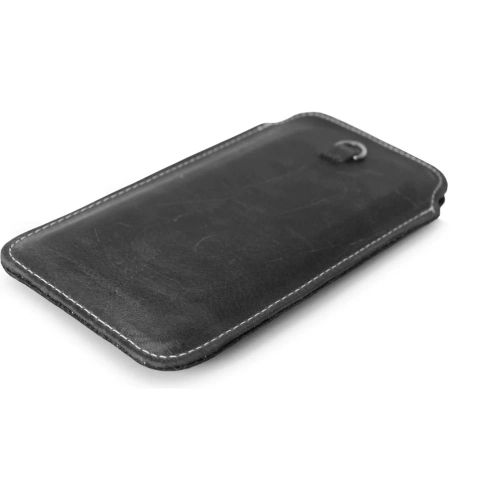 Skórzane etui uniwersalne LURESKO ASTER XXXL z oczkiem na smycz wsuwka na telefon 6.5' - 6.9' (szary vintage biała nić)