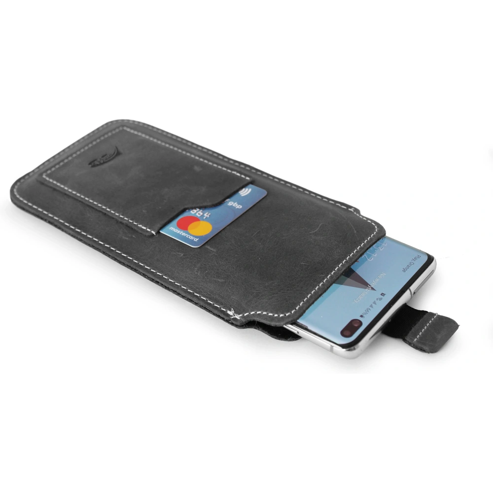 Hurtownia GSM - LURESKO ASTER XXXL husă universală din piele cu un bucle pentru curea, pentru telefon de 6.5' - 6.9' (gri vintage cu fir alb) - LUR27 - {ean13} - Hurt
