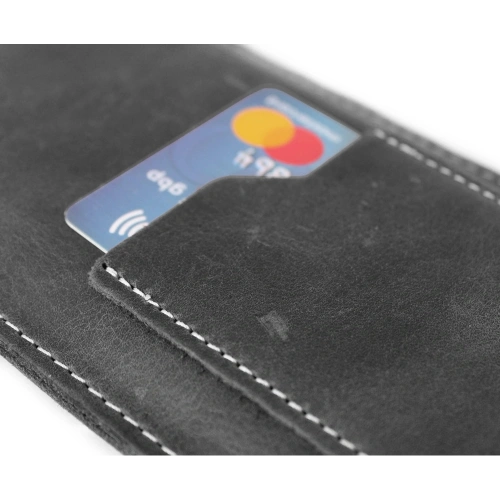 Skórzane etui uniwersalne LURESKO ASTER XXXL z oczkiem na smycz wsuwka na telefon 6.5' - 6.9' (szary vintage biała nić)