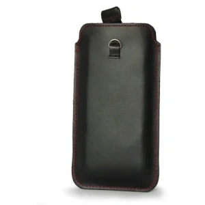 Wholesale LURESKO ASTER XXXL universal leather case with a loop for a strap, designed for phones 6.5' - 6.9' (smooth black with red stitching) - LUR26 - {ean13} - Hurt