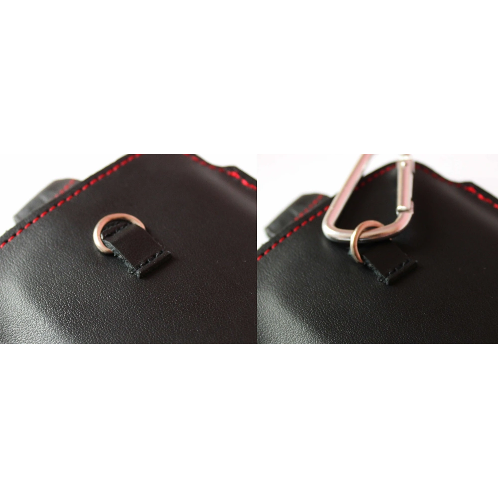 Wholesale LURESKO ASTER XXXL universal leather case with a loop for a strap, designed for phones 6.5' - 6.9' (smooth black with red stitching) - LUR26 - {ean13} - Hurt