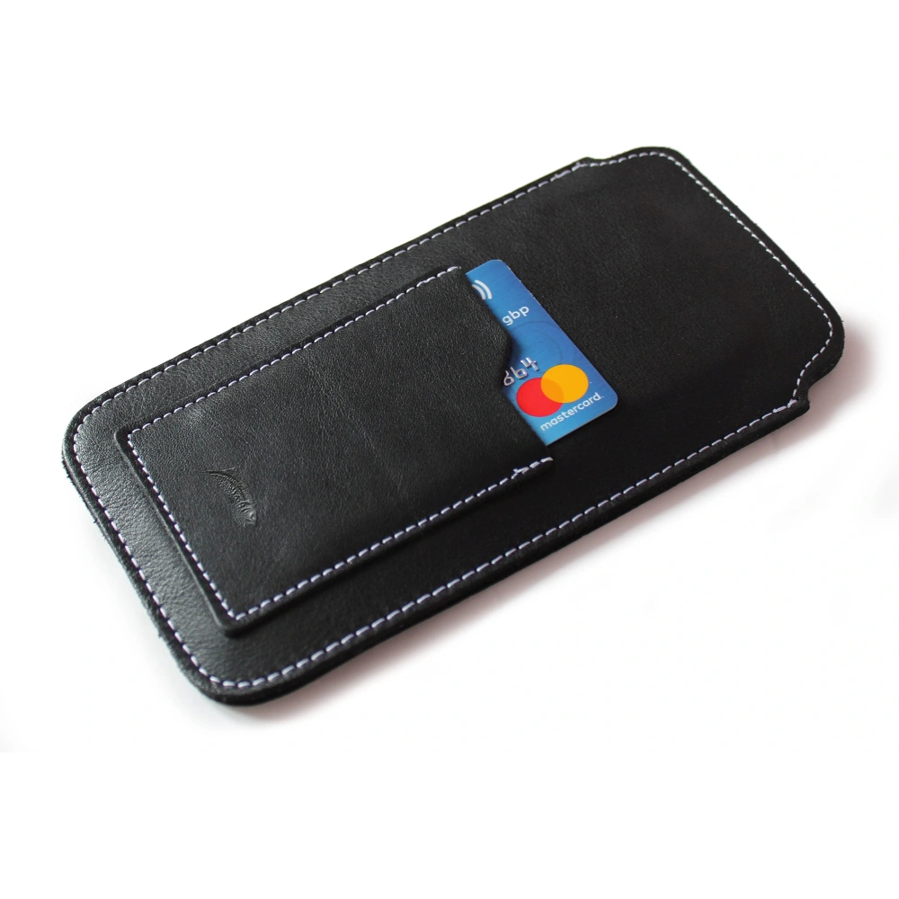 Hurtownia GSM - LURESKO ASTER 4XL husă universală din piele cu un cârlig pentru curea, pentru telefon de până la 7' (neagră lucioasă cu fir alb) - LUR28 - {ean13} - Hurt