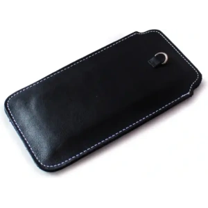 Wholesale LURESKO ASTER 4XL universal leather case with a loop for a strap, slide-in for a phone up to 7' (smooth black with white thread) - LUR28 - {ean13} - Hurt