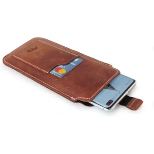 Wholesale LURESKO ASTER 4XL universal leather case with a loop for a lanyard, insert for a phone up to 7' (vintage brown with white thread) - LUR29 - {ean13} - Hurt