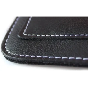 Wholesale LURESKO ASTER 4XL universal leather case with a loop for a strap, slide-in for a phone up to 7' (smooth black with white thread) - LUR28 - {ean13} - Hurt