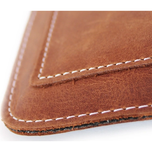 Skórzane etui uniwersalne LURESKO ASTER 4XL z oczkiem na smycz wsuwka na telefon do 7' (brąz vintage biała nić)