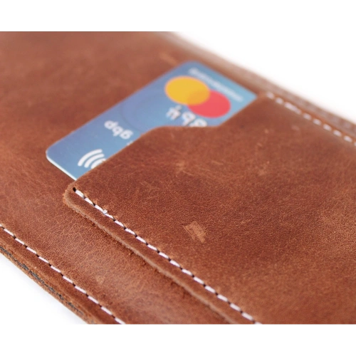 Skórzane etui uniwersalne LURESKO ASTER 4XL z oczkiem na smycz wsuwka na telefon do 7' (brąz vintage biała nić)