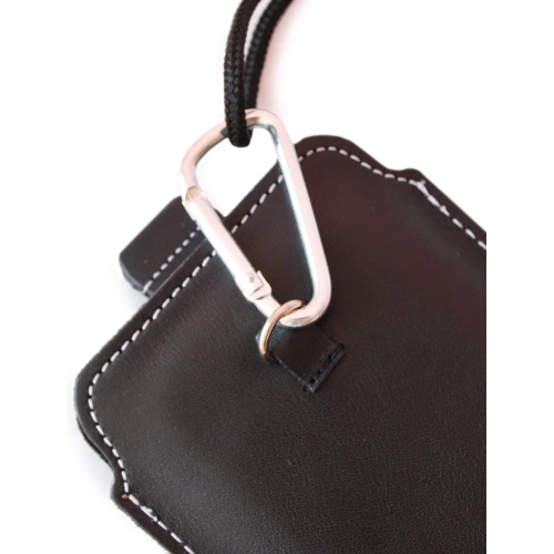 Skórzane etui uniwersalne LURESKO ASTER 4XL z oczkiem na smycz wsuwka na telefon do 7' (czarny gładki biała nić)