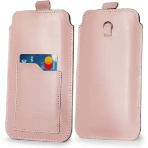 Hurtownia GSM - LURESKO ASTER 4XL husă universală din piele cu un cârlig pentru curea, tip slip-in pentru un telefon de până la 7' (roz neted cu fir alb) - LUR30 - {ean13} - Hurt