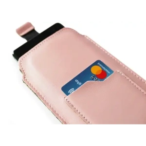 Wholesale LURESKO ASTER 4XL universal leather case with a loop for a strap, slip-in for a phone up to 7' (smooth pink with white thread) - LUR30 - {ean13} - Hurt