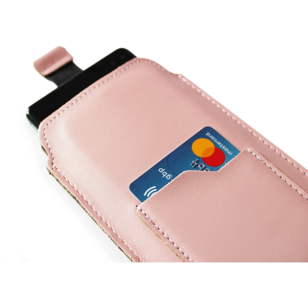 Wholesale LURESKO ASTER 4XL universal leather case with a loop for a strap, slip-in for a phone up to 7' (smooth pink with white thread) - LUR30 - {ean13} - Hurt