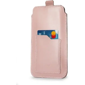 Wholesale LURESKO ASTER 4XL universal leather case with a loop for a strap, slip-in for a phone up to 7' (smooth pink with white thread) - LUR30 - {ean13} - Hurt