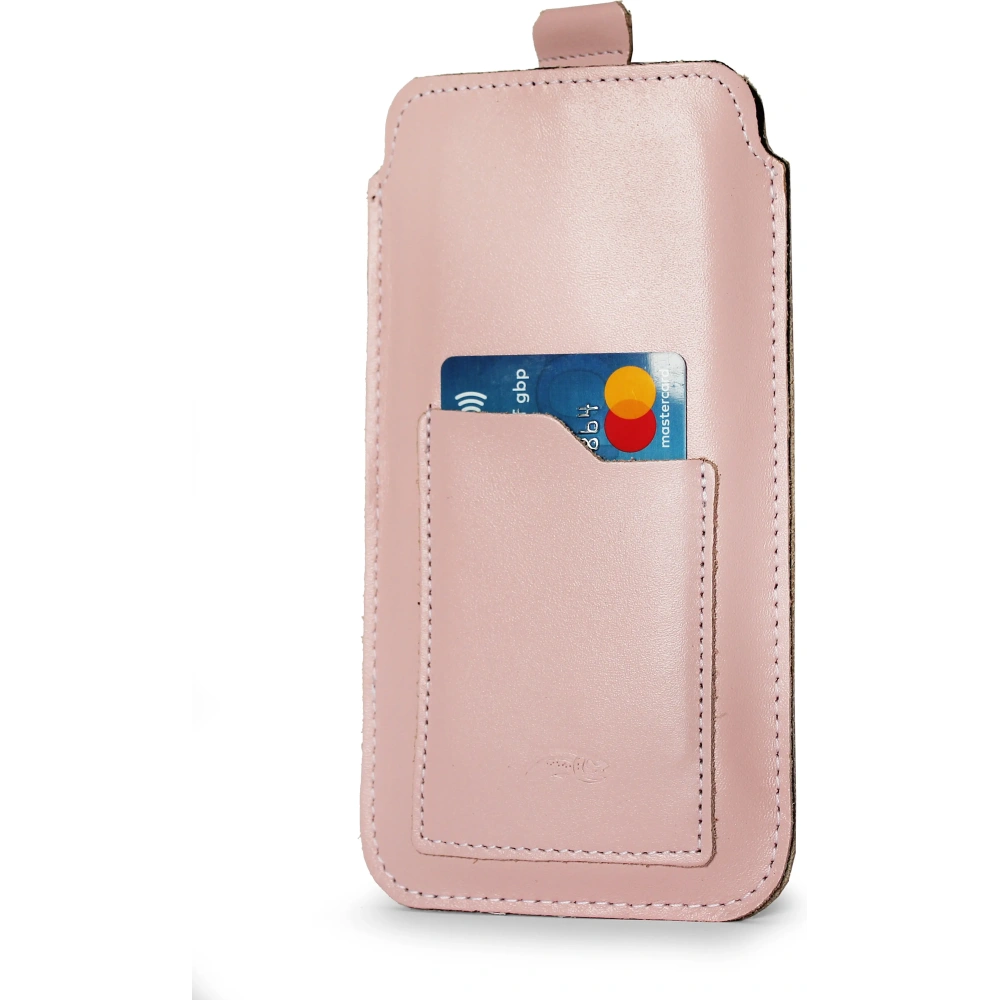 Wholesale LURESKO ASTER 4XL universal leather case with a loop for a strap, slip-in for a phone up to 7' (smooth pink with white thread) - LUR30 - {ean13} - Hurt