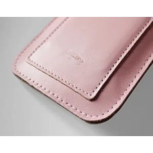Wholesale LURESKO ASTER 4XL universal leather case with a loop for a strap, slip-in for a phone up to 7' (smooth pink with white thread) - LUR30 - {ean13} - Hurt