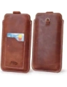 Wholesale LURESKO ASTER XXL universal leather case with a loop for a lanyard for 5.8' - 6.1' phone (vintage brown with white thread) - LUR32 - {ean13} - Hurt