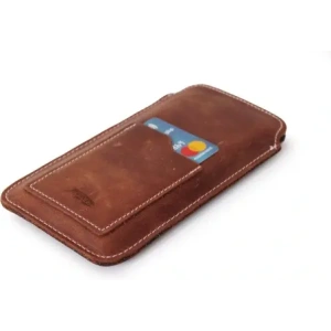 Wholesale LURESKO ASTER XXL universal leather case with a loop for a lanyard for 5.8' - 6.1' phone (vintage brown with white thread) - LUR32 - {ean13} - Hurt