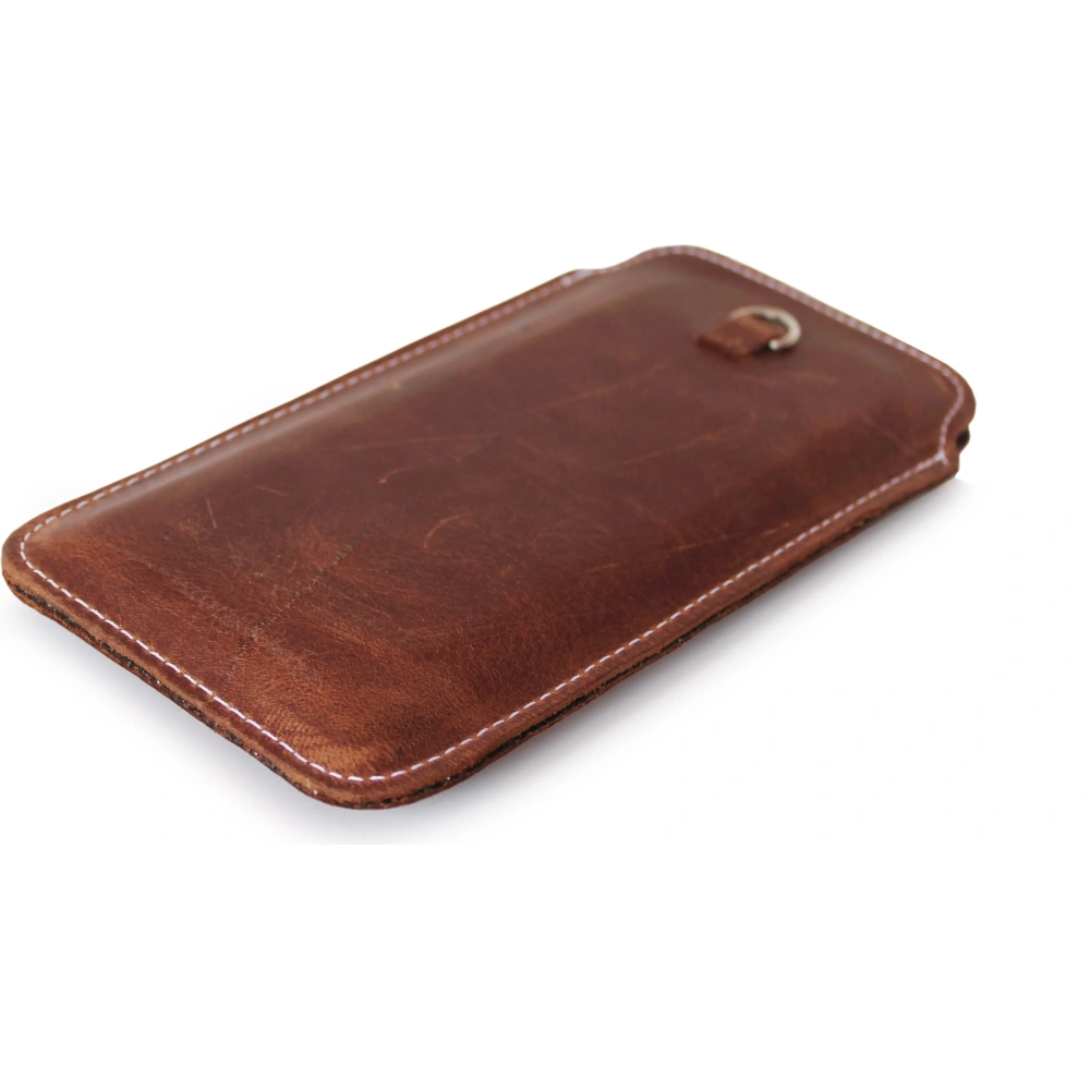 Wholesale LURESKO ASTER XXL universal leather case with a loop for a lanyard for 5.8' - 6.1' phone (vintage brown with white thread) - LUR32 - {ean13} - Hurt