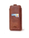 Wholesale LURESKO ASTER XXL universal leather case with a loop for a lanyard for 5.8' - 6.1' phone (vintage brown with white thread) - LUR32 - {ean13} - Hurt