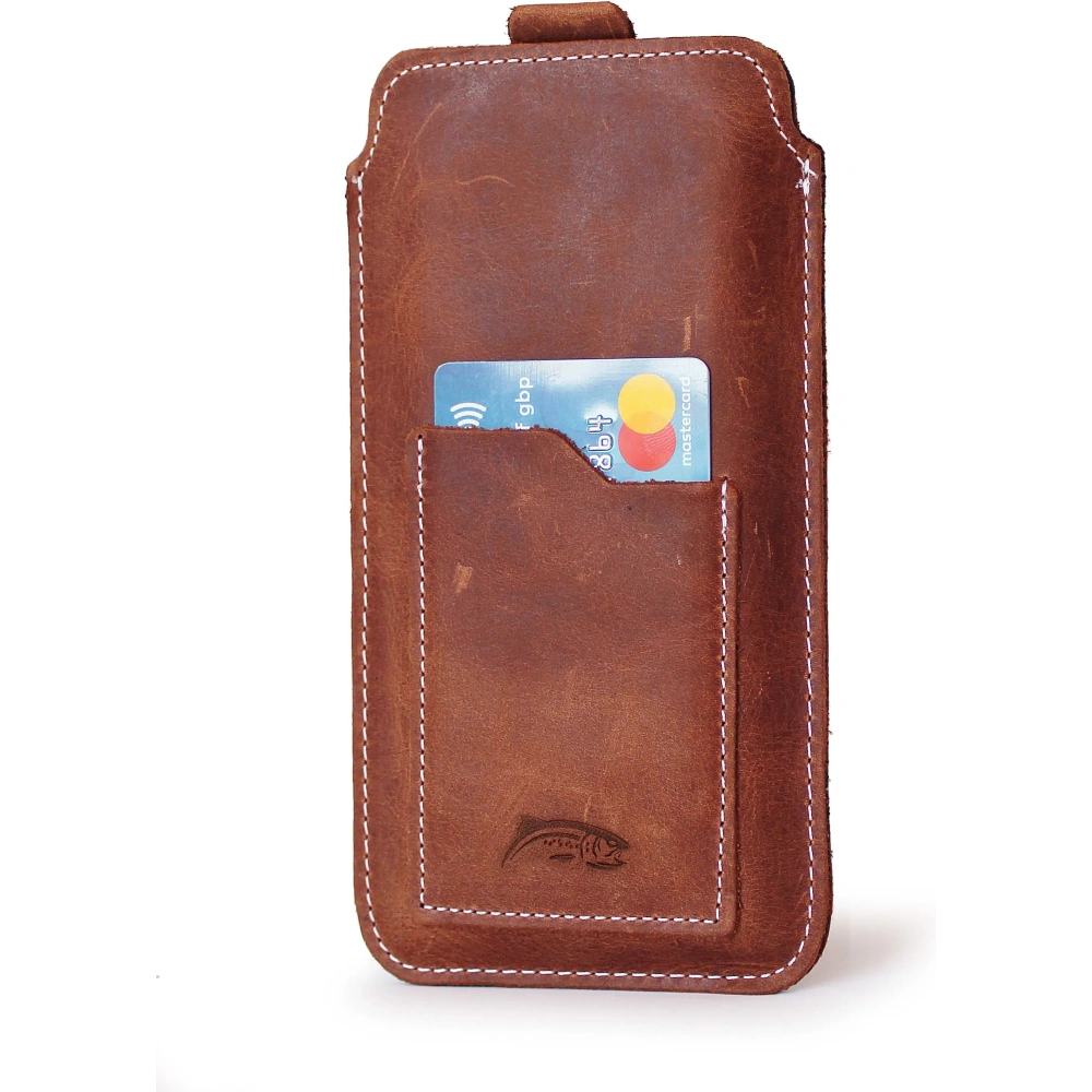 Wholesale LURESKO ASTER XXL universal leather case with a loop for a lanyard for 5.8' - 6.1' phone (vintage brown with white thread) - LUR32 - {ean13} - Hurt