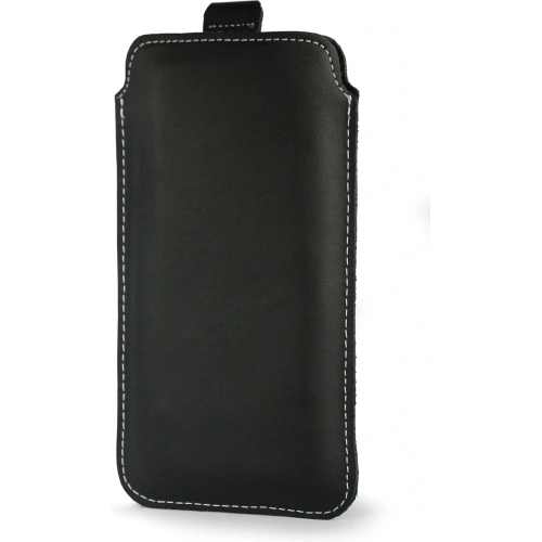 Skórzane etui wsuwane LURESKO LILLA XXXL wsuwka na telefon 6.5' - 6.9' (czarny gładki biała nić)