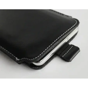 Wholesale LURESKO LILLA XXXL leather slip case slip case for phone 6.5' - 6.9' (black smooth with white thread) - LUR34 - {ean13} - Hurt