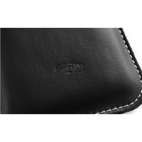 Skórzane etui wsuwane LURESKO LILLA XXXL wsuwka na telefon 6.5' - 6.9' (czarny gładki biała nić)