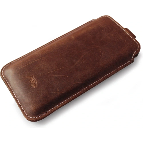 Skórzane etui wsuwane LURESKO LILLA XXXL wsuwka na telefon 6.5' - 6.9' (brąz vintage biała nić)