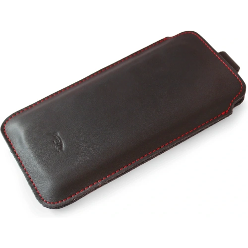 Skórzane etui wsuwane LURESKO LILLA XXXL wsuwka na telefon 6.5' - 6.9' (czarny gładki czerwona nić)