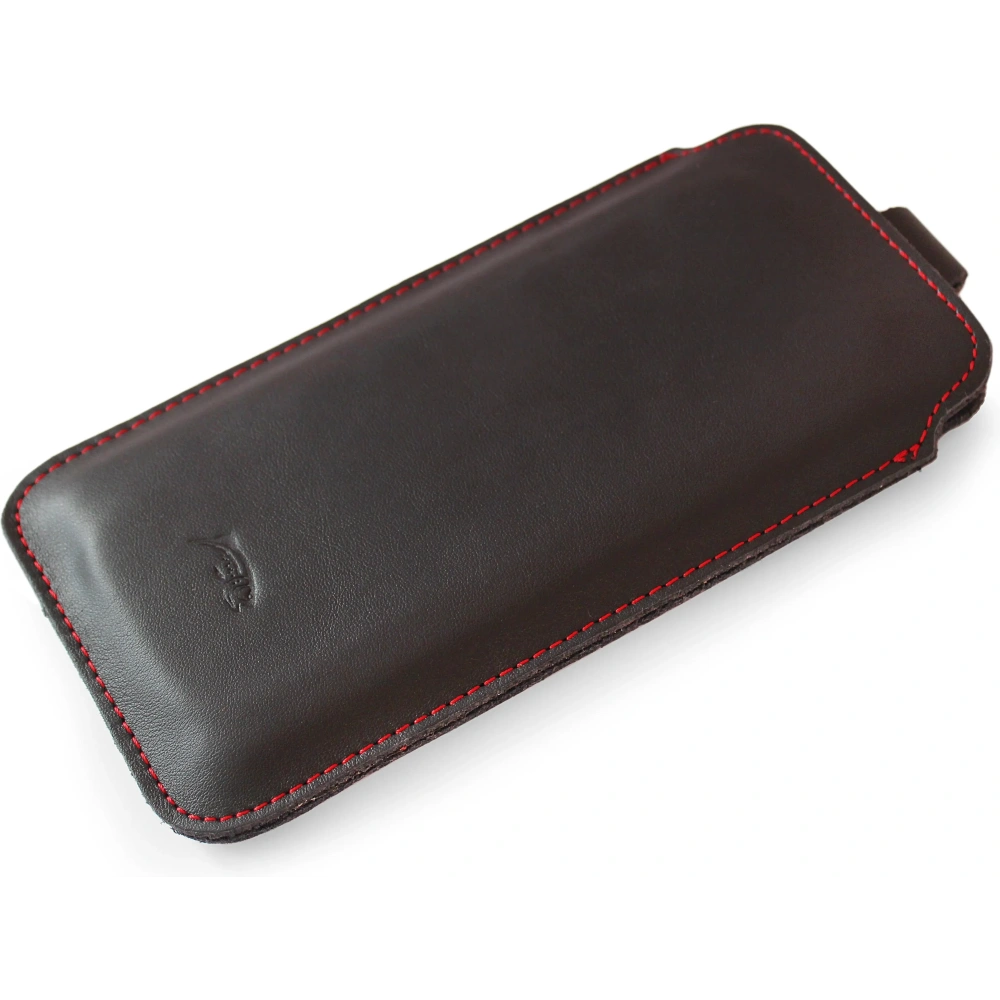 Wholesale LURESKO LILLA XXXL leather slip case slip case for phone 6.5' - 6.9' (smooth black with red thread) - LUR36 - {ean13} - Hurt