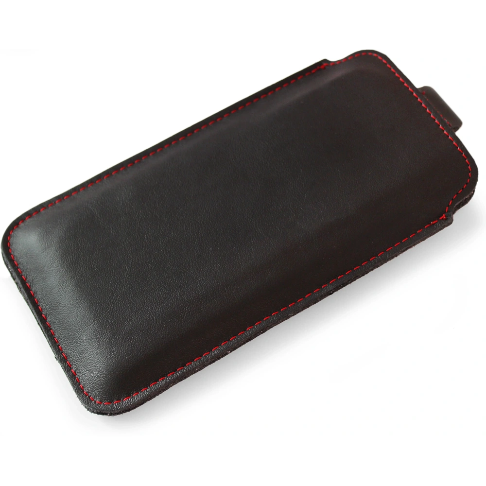 Wholesale LURESKO LILLA XXXL leather slip case slip case for phone 6.5' - 6.9' (smooth black with red thread) - LUR36 - {ean13} - Hurt