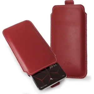 Wholesale LURESKO LILLA XXXL leather slipcase slipcase for phone 6.5' - 6.9' (red smooth with white thread) - LUR37 - {ean13} - Hurt