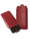 LURESKO LILLA XXXL leather slipcase slipcase for phone 6.5' - 6.9' (red smooth with white thread)