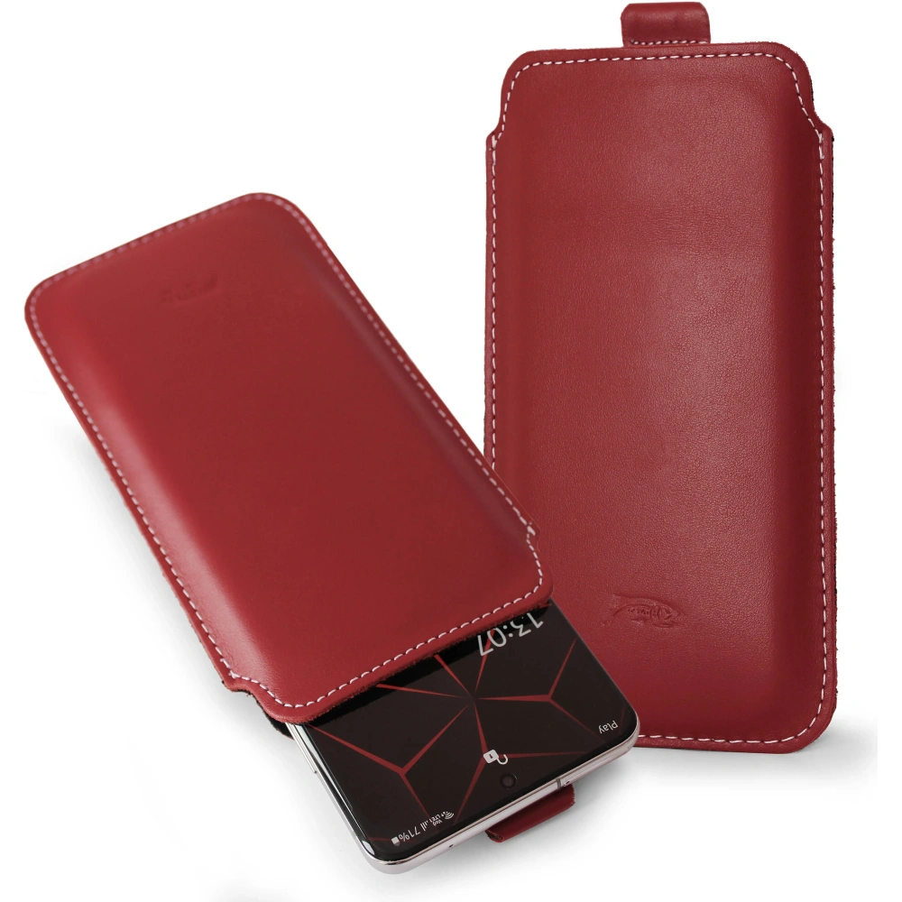 Wholesale LURESKO LILLA XXXL leather slipcase slipcase for phone 6.5' - 6.9' (red smooth with white thread) - LUR37 - {ean13} - Hurt
