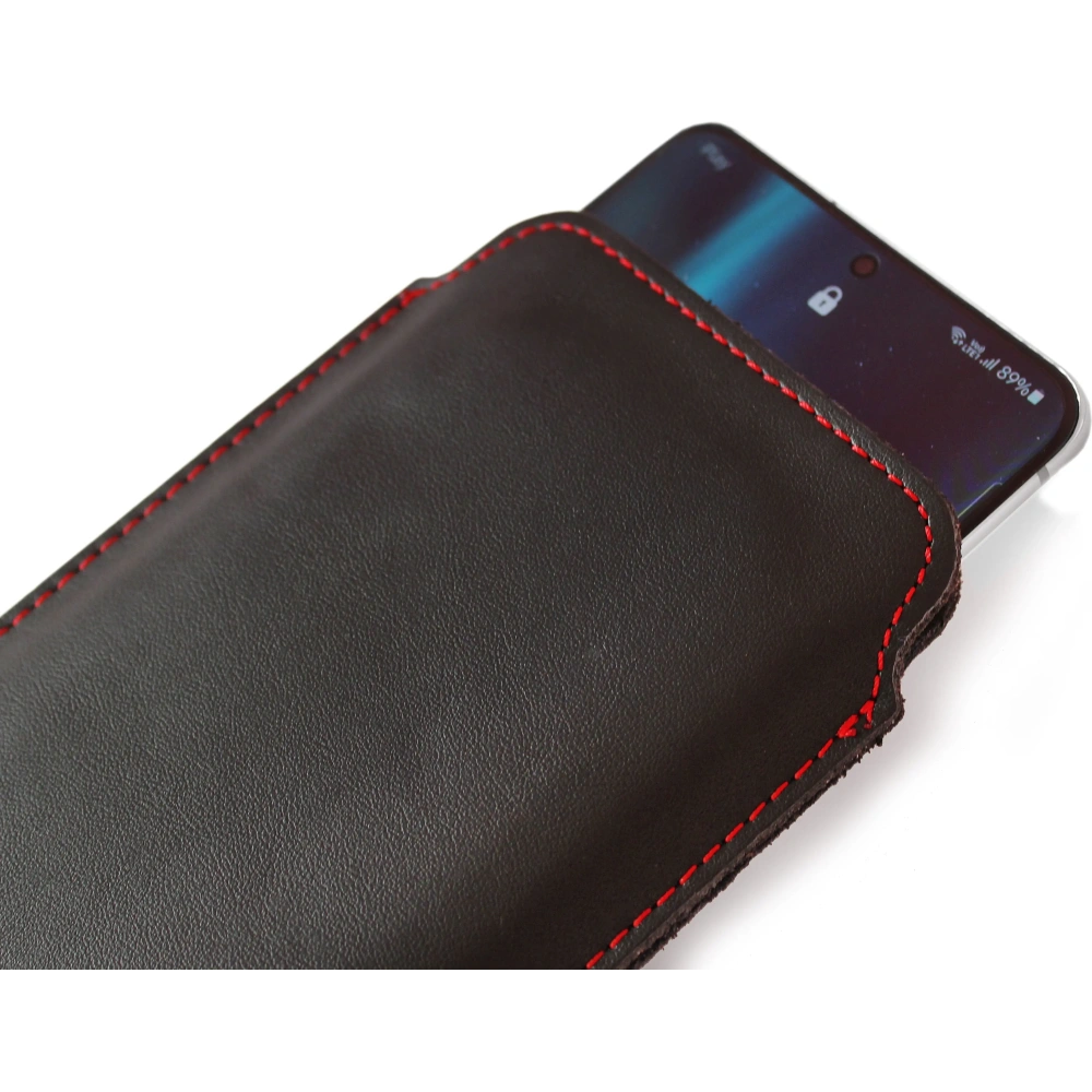 Wholesale LURESKO LILLA XXXL leather slip case slip case for phone 6.5' - 6.9' (smooth black with red thread) - LUR36 - {ean13} - Hurt