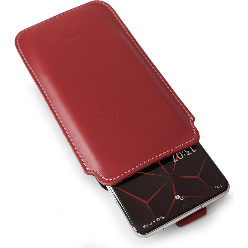 Wholesale LURESKO LILLA XXXL leather slipcase slipcase for phone 6.5' - 6.9' (red smooth with white thread) - LUR37 - {ean13} - Hurt