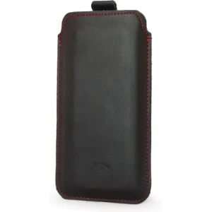 Wholesale LURESKO LILLA XXXL leather slip case slip case for phone 6.5' - 6.9' (smooth black with red thread) - LUR36 - {ean13} - Hurt
