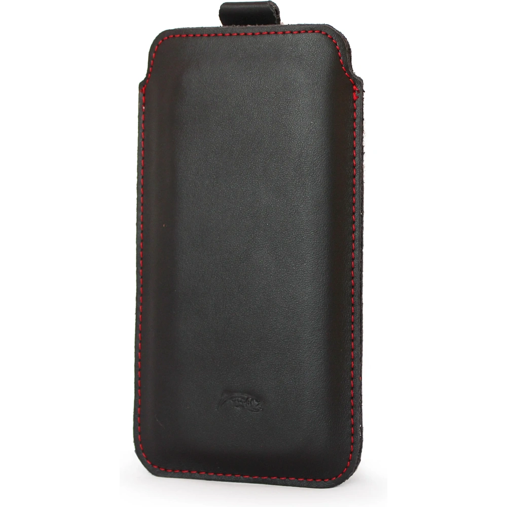 Wholesale LURESKO LILLA XXXL leather slip case slip case for phone 6.5' - 6.9' (smooth black with red thread) - LUR36 - {ean13} - Hurt