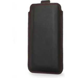 Wholesale LURESKO LILLA XXXL leather slip case slip case for phone 6.5' - 6.9' (smooth black with red thread) - LUR36 - {ean13} - Hurt