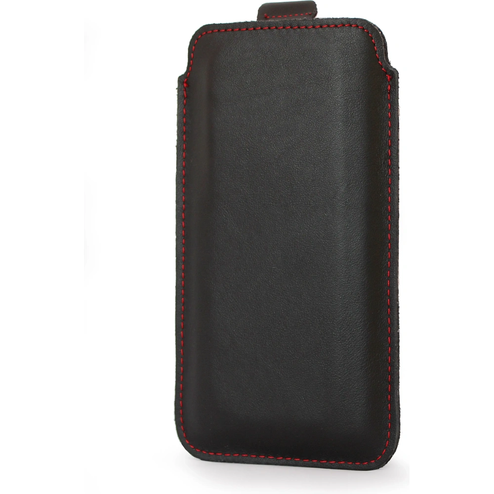 Hurtownia GSM - LURESKO LILLA XXXL Lederhülle für Telefon 6,5' - 6,9' (glattes Schwarz mit rotem Faden) - LUR36 - {ean13} - Hurt