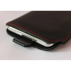 Wholesale LURESKO LILLA XXXL leather slip case slip case for phone 6.5' - 6.9' (smooth black with red thread) - LUR36 - {ean13} - Hurt