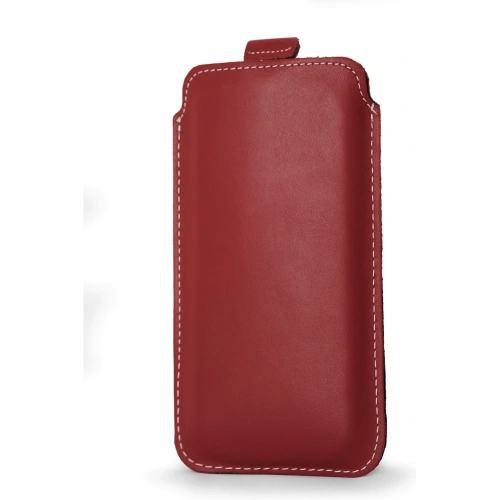 Skórzane etui wsuwane LURESKO LILLA XXXL wsuwka na telefon 6.5' - 6.9' (czerwony gładki biała nić)