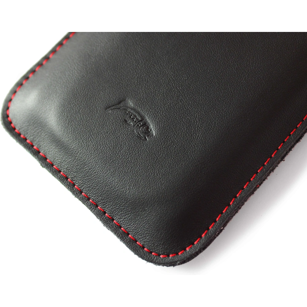 Wholesale LURESKO LILLA XXXL leather slip case slip case for phone 6.5' - 6.9' (smooth black with red thread) - LUR36 - {ean13} - Hurt