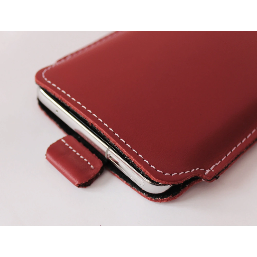 Wholesale LURESKO LILLA XXXL leather slipcase slipcase for phone 6.5' - 6.9' (red smooth with white thread) - LUR37 - {ean13} - Hurt