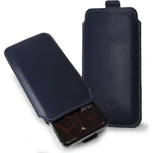 Wholesale LURESKO LILLA XXXL leather slipcase slipcase for phone 6.5' - 6.9' (blue smooth with white thread) - LUR38 - {ean13} - Hurt